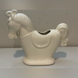 Vintage Ceramic Rocking Glazed Horse Planter Vase 7”H